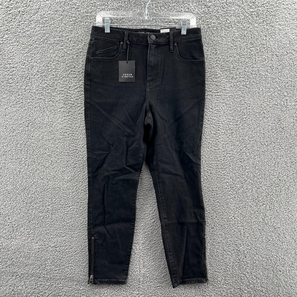 New Simply Vera Wang Skinny Ankle Jeans Womens 10 Black Mid Rise Power Stretch